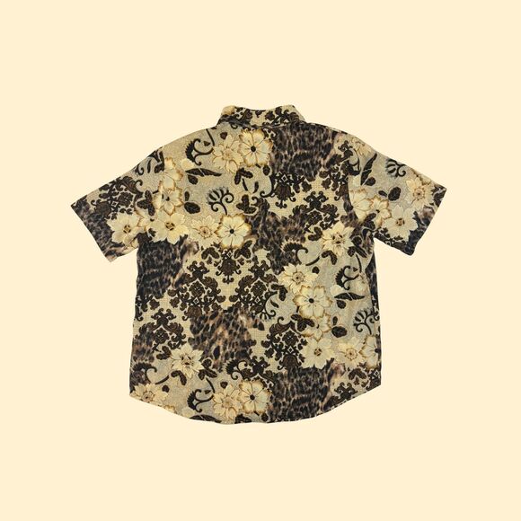 1990s abstract blouse by Kathy Che, size 16 vintage animal print short sleeve - Picture 3 of 5